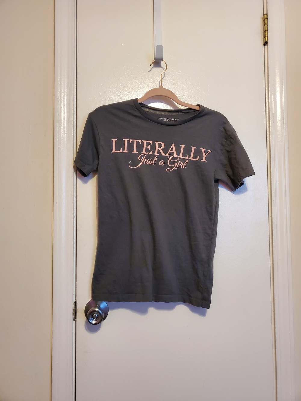 Grayson Threads 'Literally Just a Girl' Graphic Tee - Gray with Pink Print